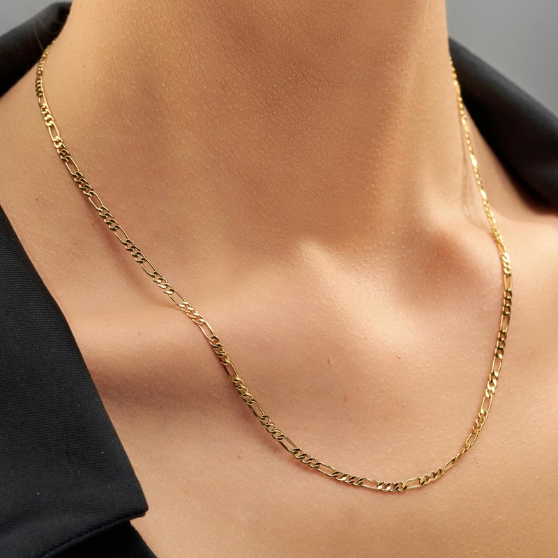 LIFETIME JEWELRY 2.5mm Figaro Chain Necklace 24k Real Gold Plated Women and Men (Gold, 20) - Image 2